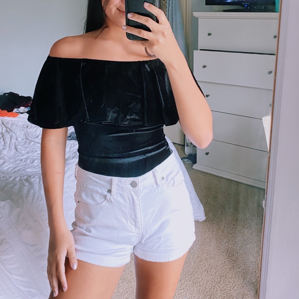 Super Cute Black Velvet Body Suit Size S!